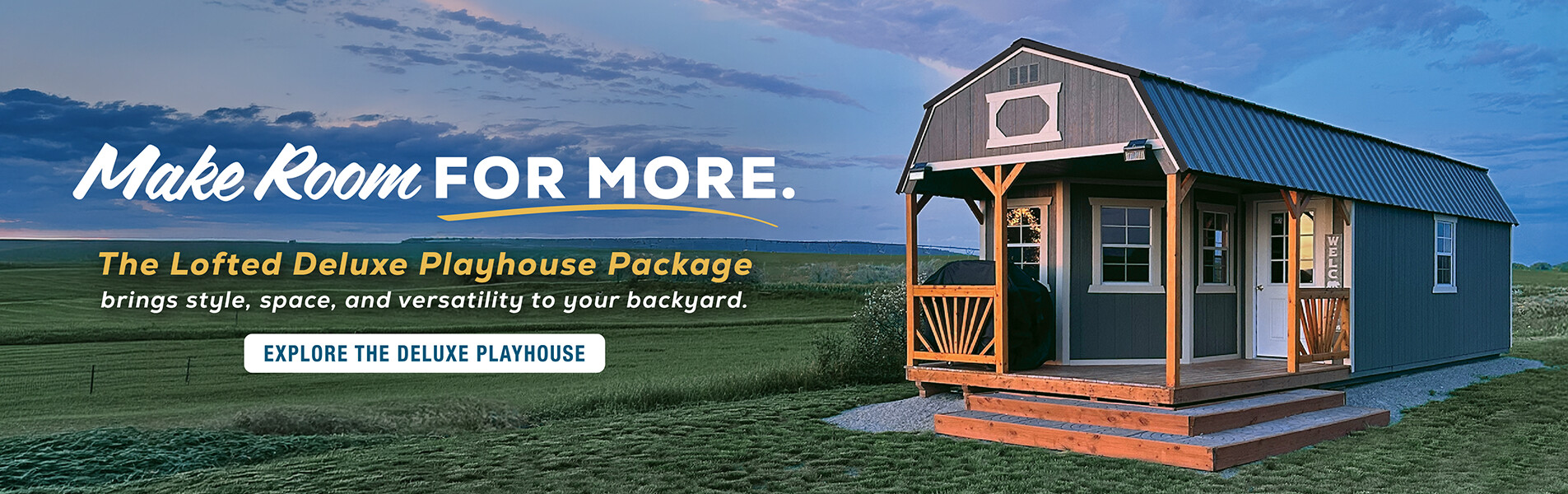 Make room for more — the Lofted Deluxe Playhouse Package brings style, space and versatility to your backyard